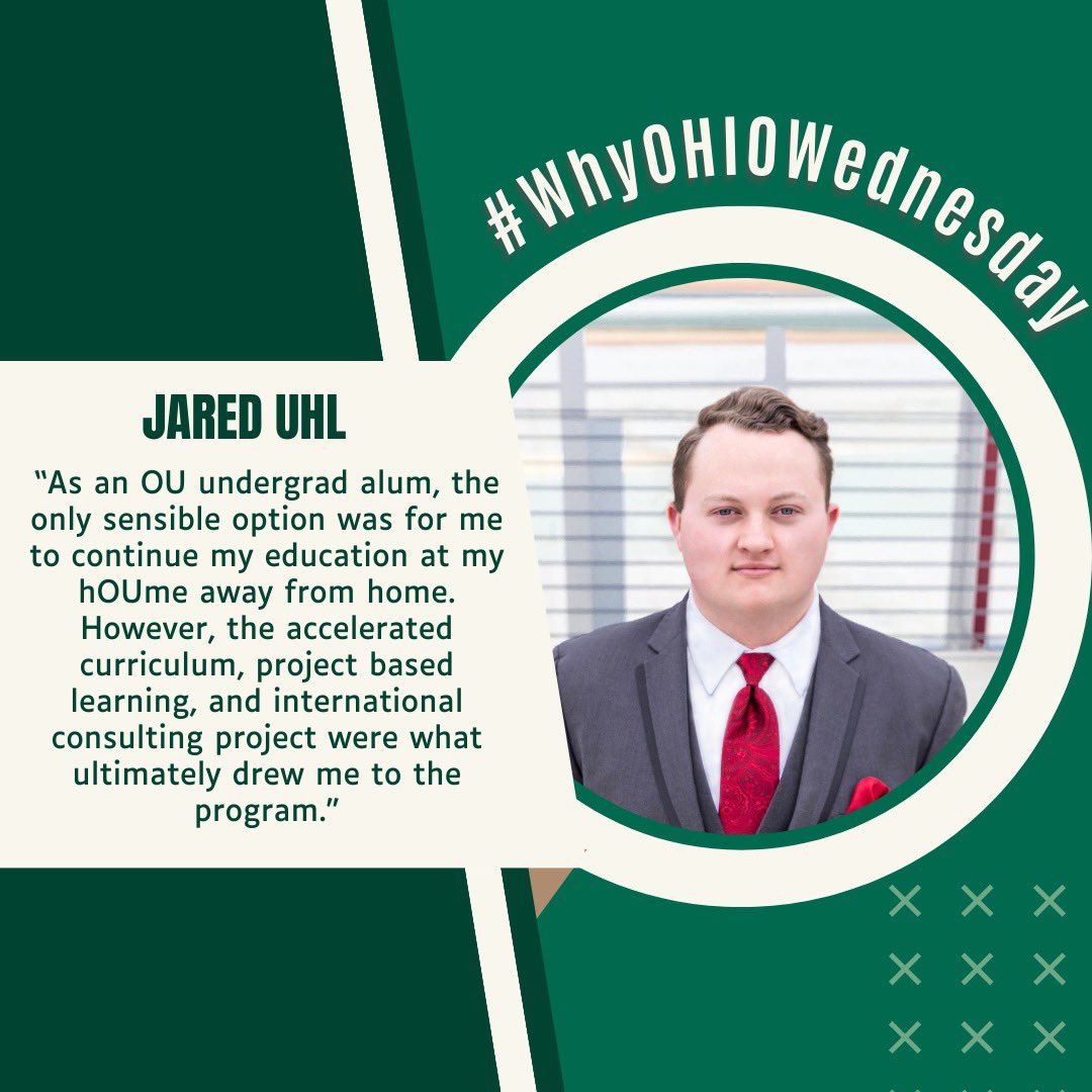 Hear from current MBA student, Jared Uhl, on why he chose Ohio University’s One-Year MBA Program. Thanks for sharing, Jared! #WhyOHIOWednesday #MBABobcats