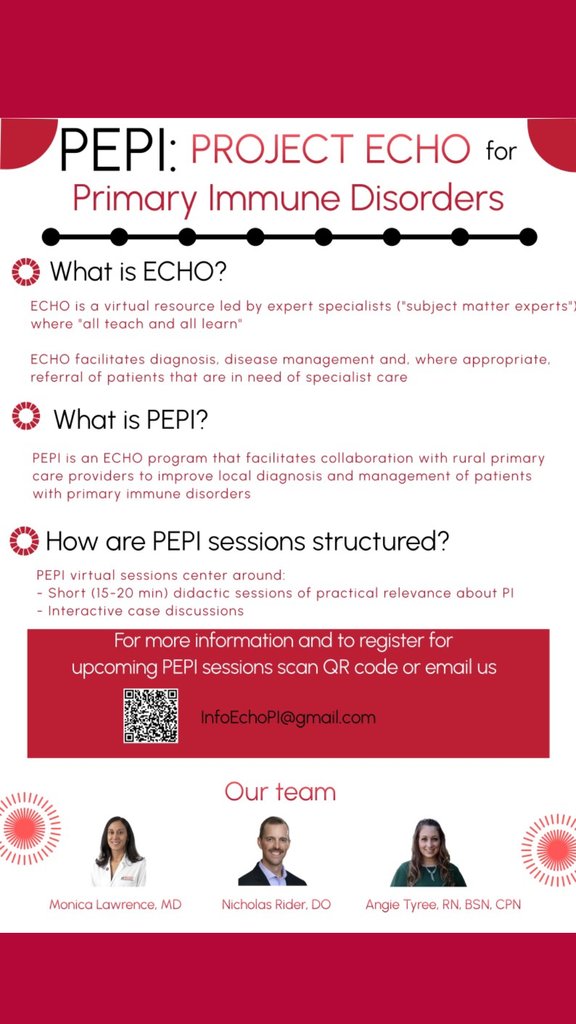 📣 Calling all those interested in learning more about PI/IEI diseases! PEPI (Project Echo for Primary Immune Disorders) is focused on improving education about and recognition of PI! Register now: bit.ly/441LflU