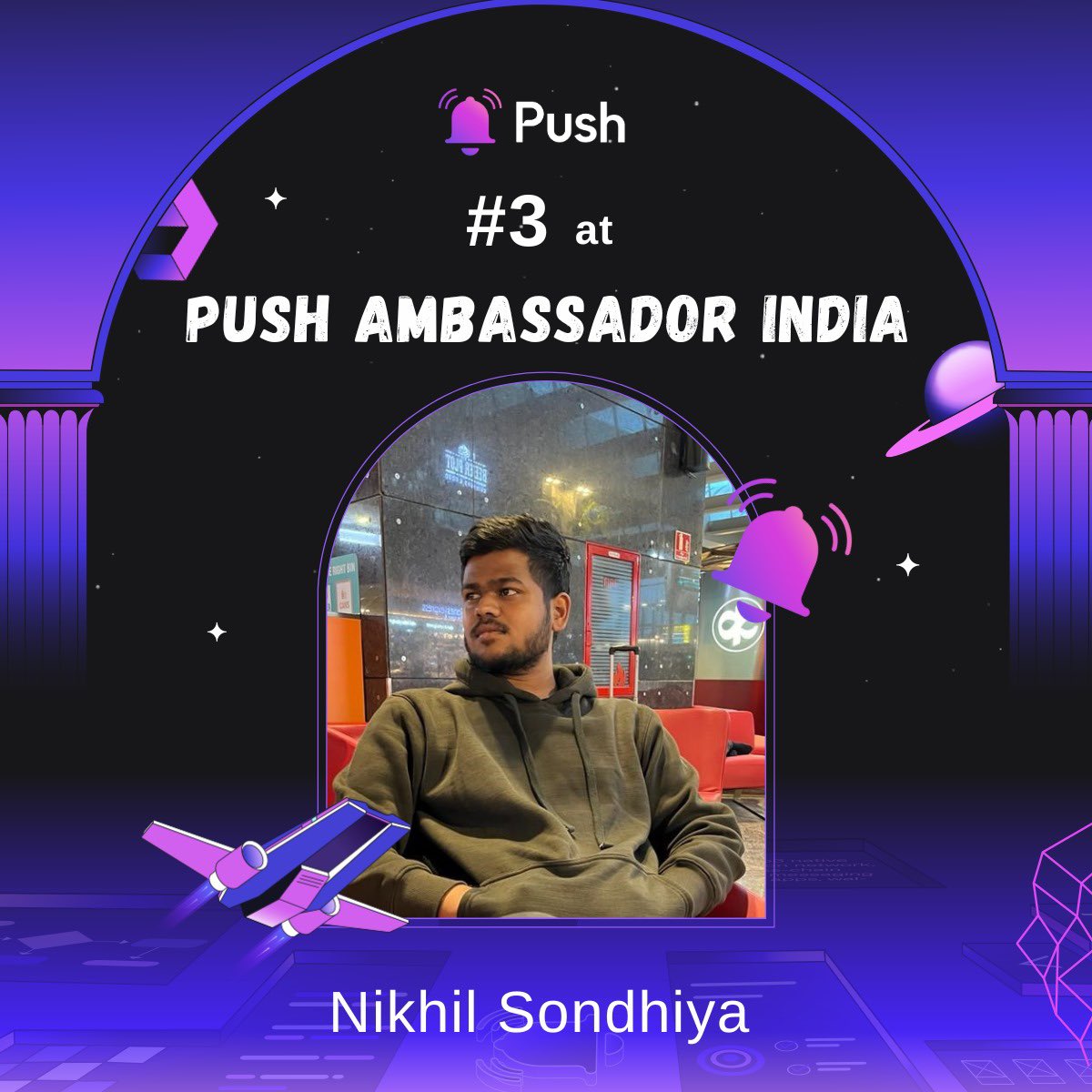 nikhil21223's tweet photo. Happy 😃 to share that I  have been in the Top 3 Push Protocol Ambassadors from India! 🇮🇳
 
Thanks to @SumithPrabhu_ @pranshurastogii for guiding me in this iteration. It is an honour to have such great mentors in this web3 space. 

@PushProtocol_IN @pushbuilders 
#PushBuilders https://t.co/7y52tfNk7E