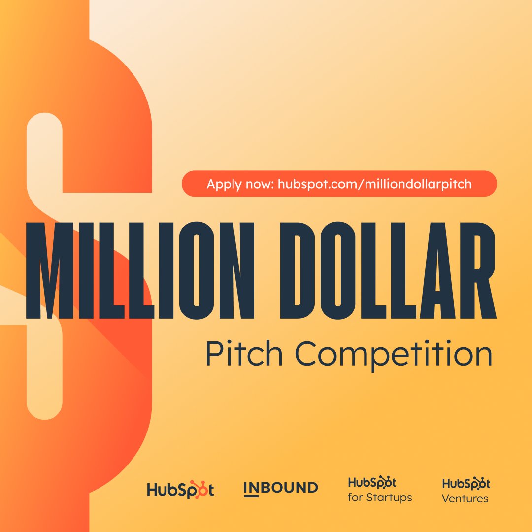 Calling all seed & series A #startups! Got what it takes to win the @HubSpotStartups Million Dollar Pitch? Applications are now open! Apply now for your chance to pitch to our panel of leading VCs & execs on the #INBOUND24 stage, and secure up to $1M 🤑 bit.ly/440t2oX