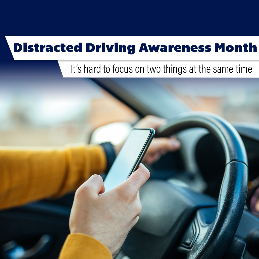 🛑 🚙 April is #DistractedDrivingAwarenessMonth! — Keep your focus on the road and help prevent distracted driving to make the road safer for everyone.