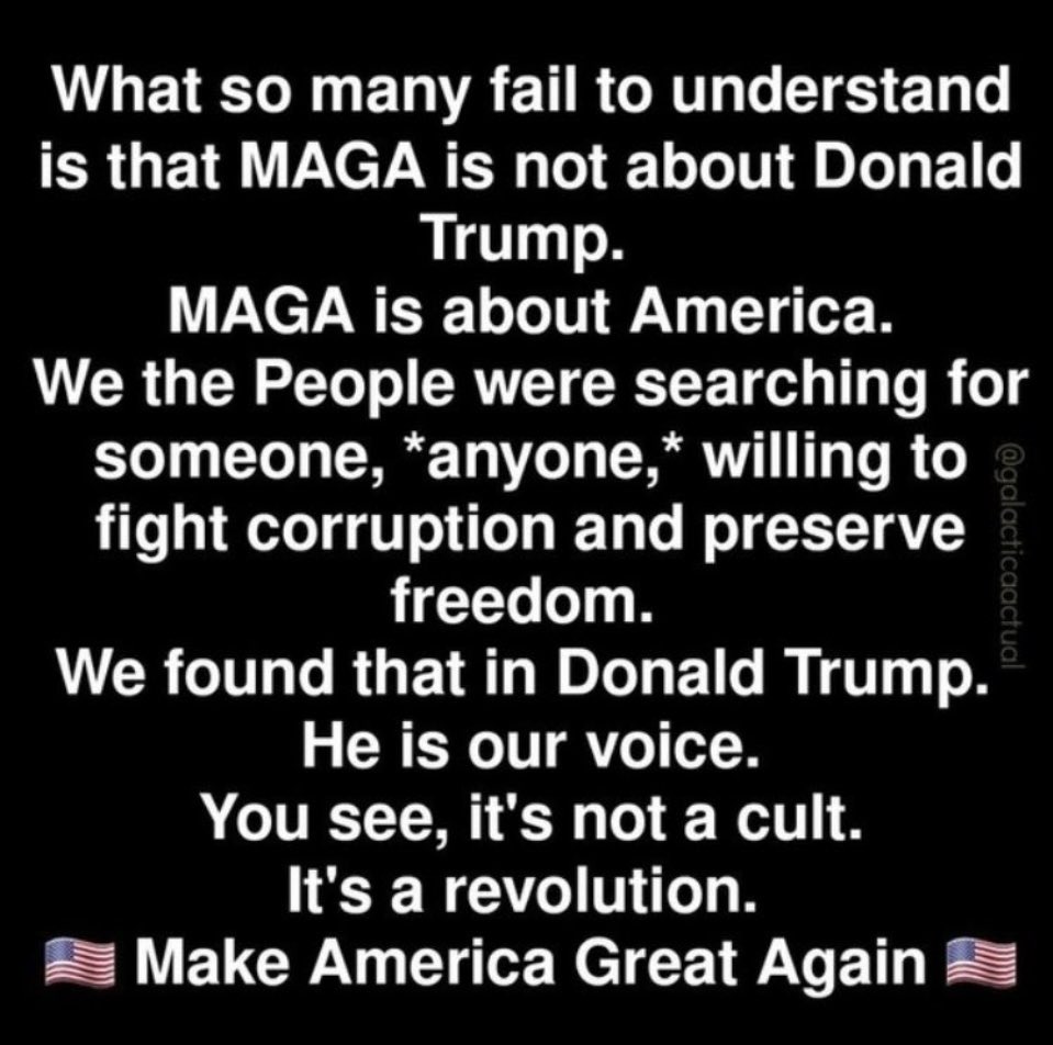 @marlene4719 @verlinab61 Trump is not our god, not our buddy and not the leader of our cult. He is our President. The one person that can fix everything the Democrats have fucked up. But you’ve all been told that’s the truth and it’s easier for someone else to do the work and let them tell you what to…