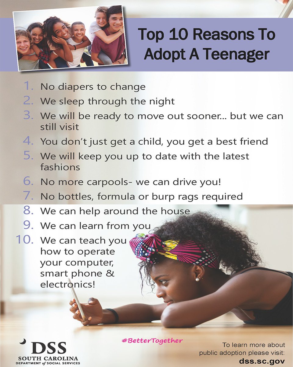 Across South Carolina, there is a great need for parents willing to welcome teens into their families. Learn more at dss.sc.gov #bettertogether