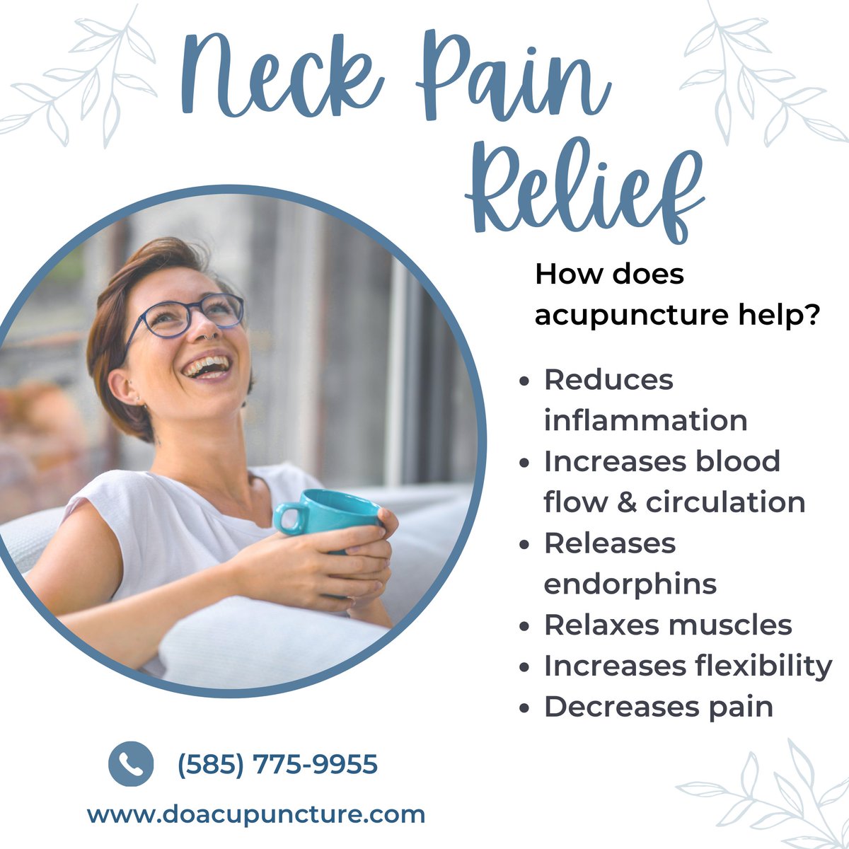 Do you suffer from chronic #neckpain, #upeprbackpain, and/or #shoulderpain? We treat so many patients with this same condition with great success. Get out of #pain and call our office to schedule your new patient consultation.

#rochester #RochesterNY #acupuncture #painrelief