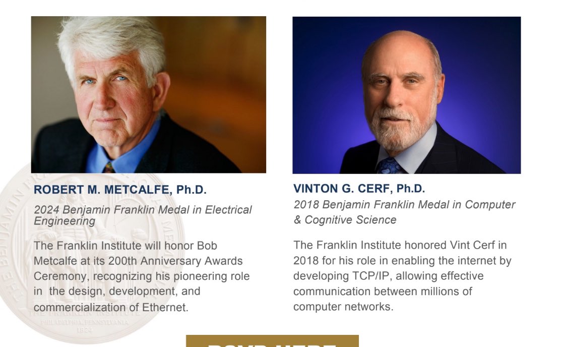 I’m moderating a session at @TheFranklin Institute - what questions do you have for the creators of Ethernet and packet switching and TCP/IP?