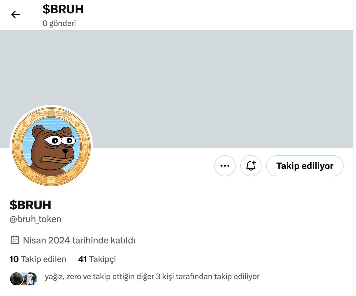 Az önce @Aptos deccali @airmama_ 'dan gördüm $BRUH bears'ın token sayfası açılmış. #Bruhbears 🙃Daha kapak fotoğrafı bile yok. ✔️Aptos yatırımlarımız tamam. ✔️NFT'lerimiz tamam. ✔️Token airdrop bekliyoruz, yol kat ediliyor. GO @bruh_bears GO ‼️