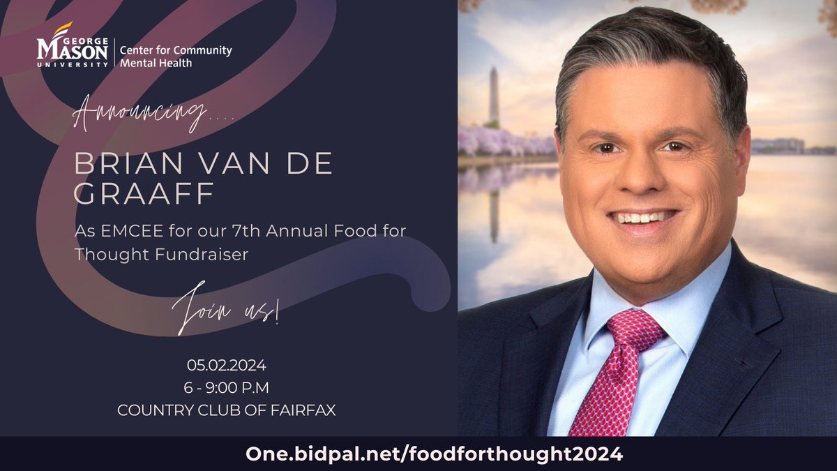 We are thrilled to announce that @Brian7NewsDC, BA Speech Communication ’97, will be EMCEE at Food for Thought! We hope to see you there! Don't forget to buy your ticket before they sell out at one.bidpal.net/foodforthought…