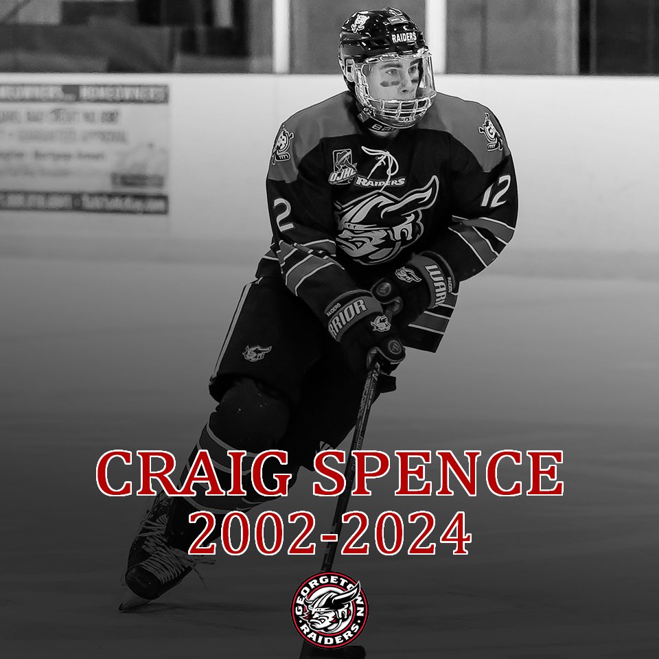 The Georgetown Raiders are sadden to learn of the passing of former defenceman Craig Spence. 

Craig played for the Raiders from 2019-21 alongside his brother Grant Spence. 

Our deepest condolences to the Spence Family, friends, former teammates.