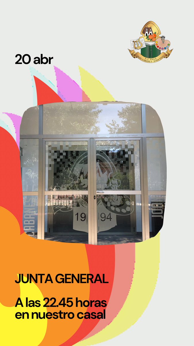 Falla374's tweet image. Junta General Extraordinaria 🗳️ para elección de la Presidencia 2025; este sábado 20 de abril a las 22.45 horas en nuestro casal