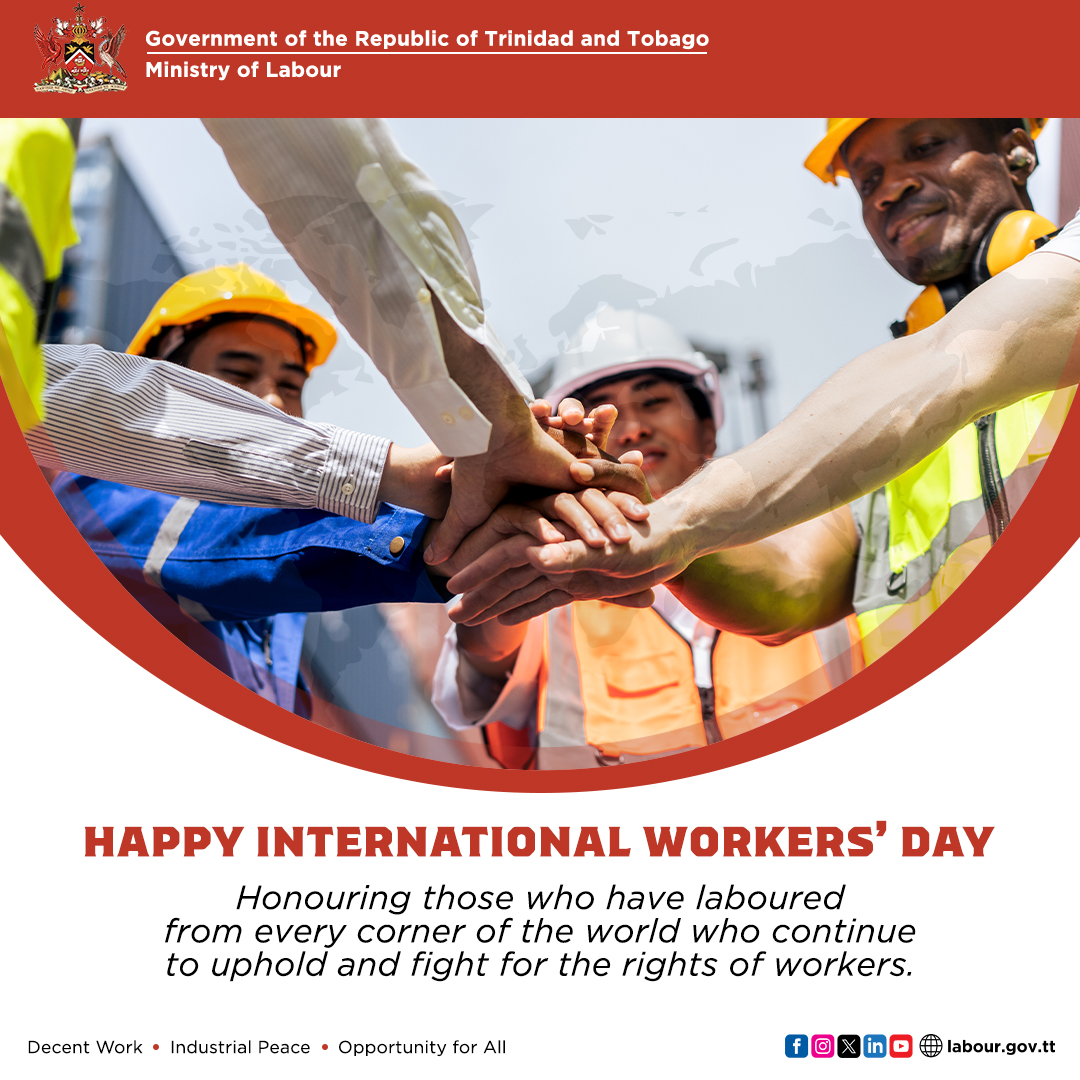 On this International Workers Day (May Day), the Ministry joins the global community in recognising workers in every field. The world runs on your contributions and you all deserve respect, recognition and rewards! #mayday