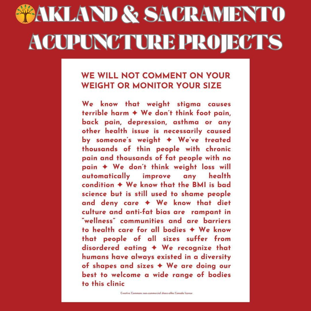 OaklandAcu's tweet photo. We believe that humans can be healthy at every size!  Thank you @guelphcommunityacupuncture for creating this awesome poster for us to spread far and wide. https://t.co/MwAgVzxiTf