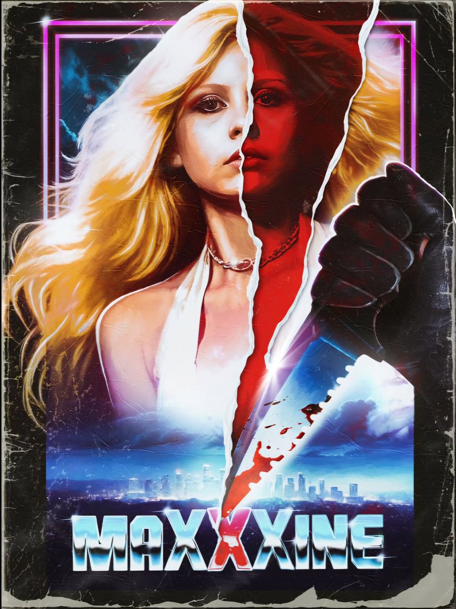 MaXXXine (2024) 'In 1980s Hollywood, adult film star and aspiring actress Maxine Minx finally gets her big break. However, as a mysterious killer stalks the starlets of Los Angeles, a trail of blood threatens to reveal her sinister past.' In theaters July 5 🎨 theusherdesigns