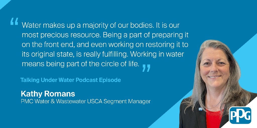 Kathy Romans, water and wastewater segment manager for our Protective & Marine Coatings business, recently discussed trends and technologies in the water industry during Talking Under Water, a @WWDMag podcast. Listen here: bit.ly/3x7NCqT #ProtectandBeautify