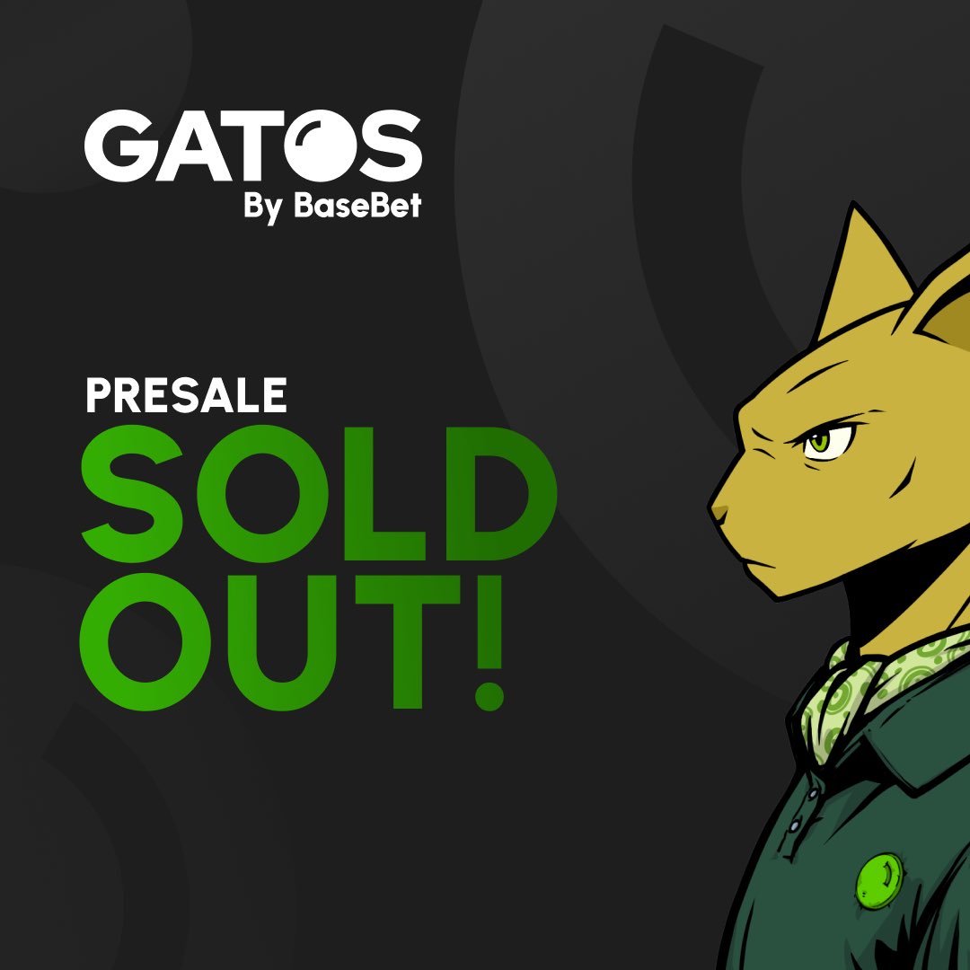 PRESALE IS OFFICIALLY SOLD OUT!🚀 1,950+ / 3,333 Gatos now have an owner. Next stop mint…