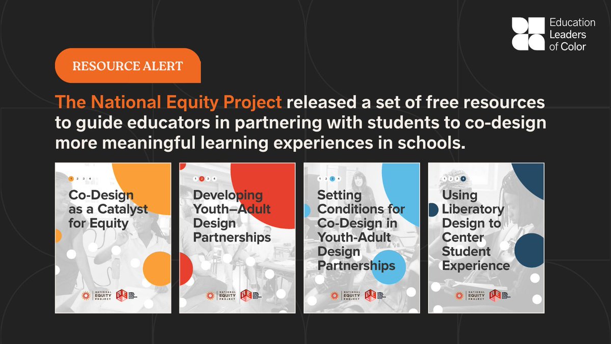 The National Equity Project has released a powerful set of new resources on Youth-Adult Co-Design and Design Partnerships based on their 5+ years of supporting school district networks through the #BELENetwork. Download and share: bit.ly/4cVLy62 #WeAreEdLoC