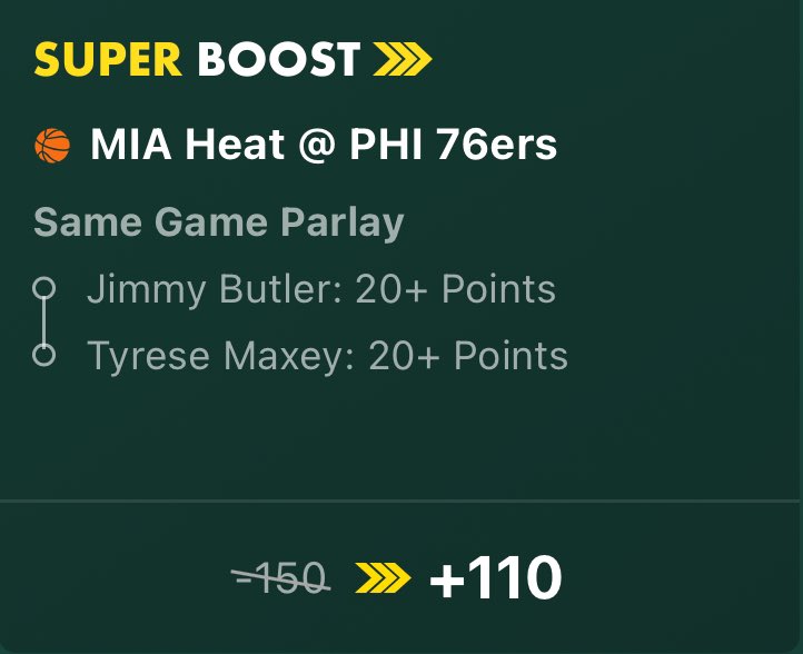🚨High-value bet alert🚨Bet365 has boosted Tyrese Maxey and Jimmy Butler Each to get 20+ points to +110. The EV is 7.27%.🔥 Would you tail?#pickoftheday #Bet365 #NBAPlayIn