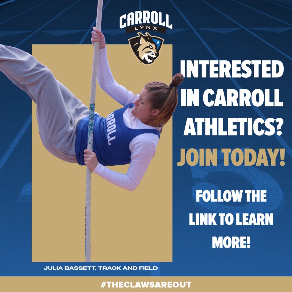 CarrollLynx's tweet photo. Want to continue your athletic career into college and possibly beyond? Follow the link below to start your journey at Carroll!

https://t.co/MmltL7ikQ8

#TheClawsAreOut https://t.co/9ooDezxsHt