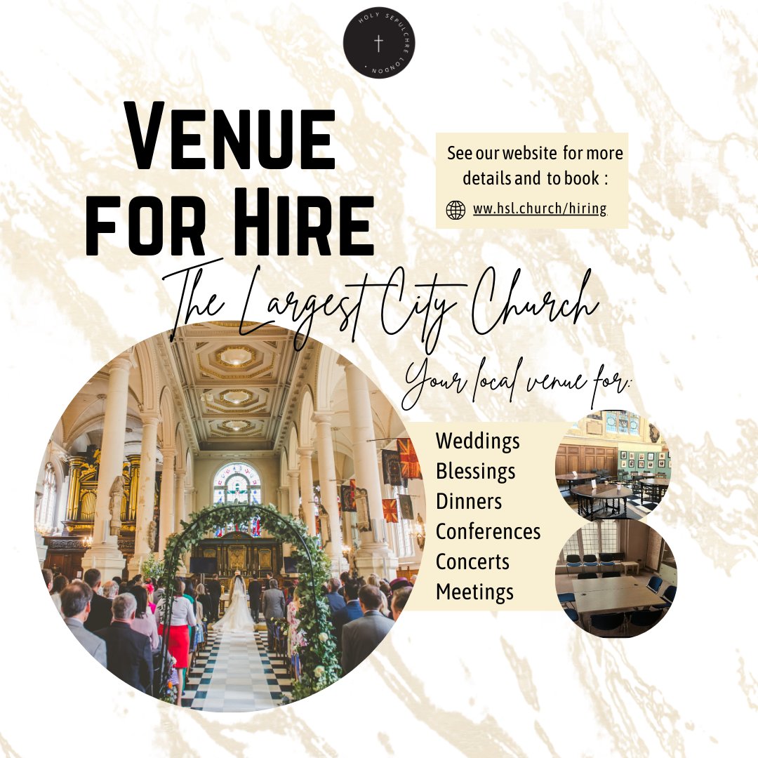 If you need a central London venue for your event, we could be the right fit for you! We have a range of rooms to suit 10 people or 300! See our website to book or for more details: hsl.church/hire-the-church