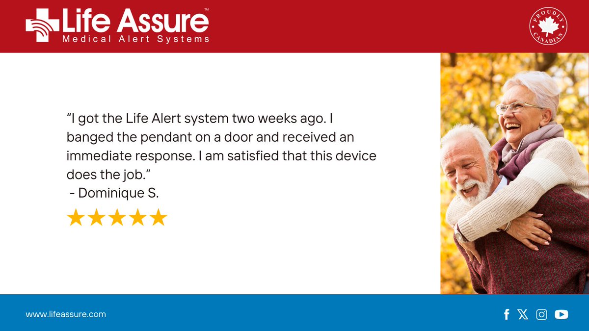 “I got the Life Alert system two weeks ago. I banged the pendant on a door and received an immediate response. I am satisfied that this device does the job.”
 - Dominique S.

#lifeassure #medicalalert #seniorliving #seniorcare