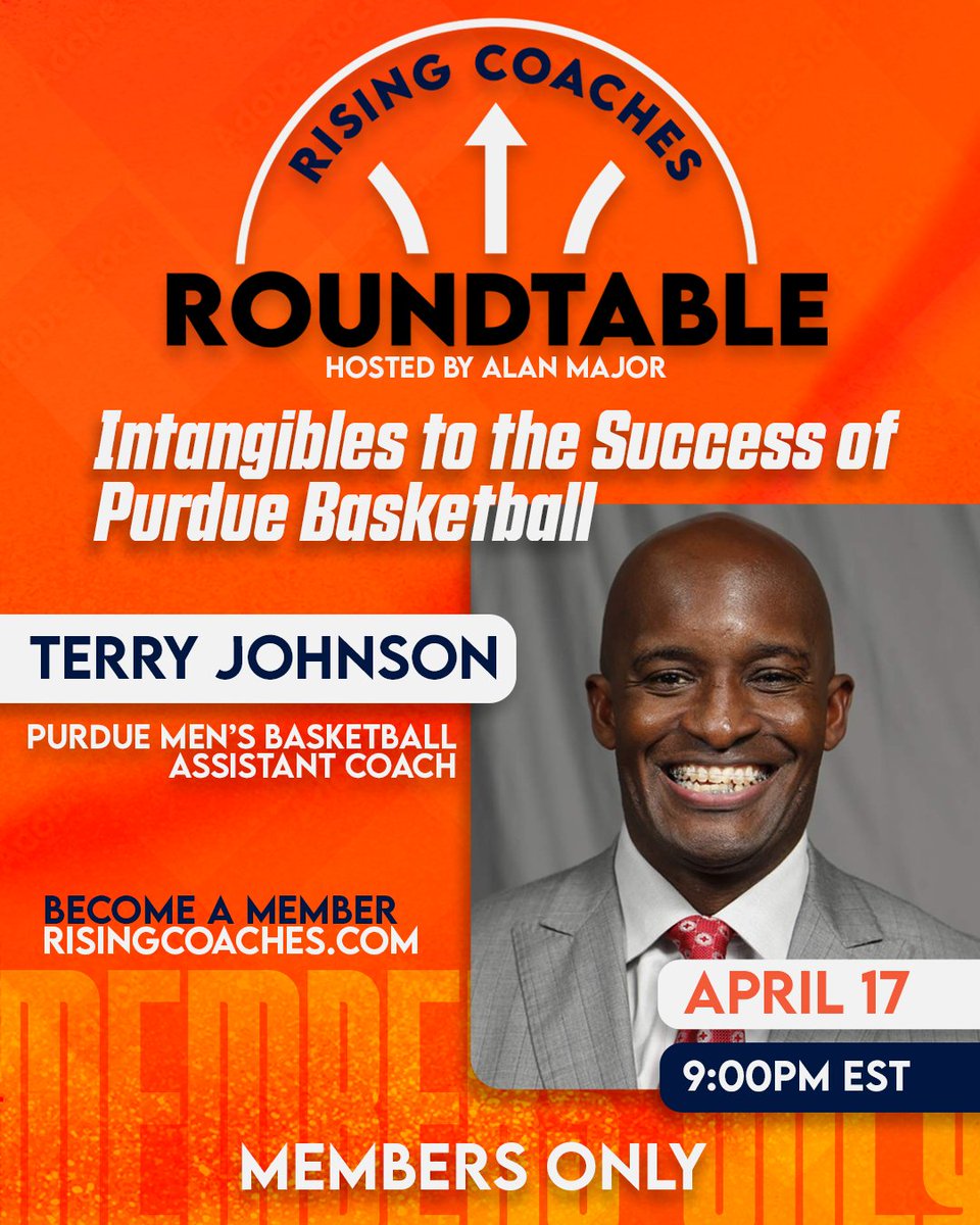 We're starting something special tonight! Join us for our 1st 'Rising Coaches Roundtable' hosted by @coachmaj. Get an all-access look to the intangibles behind the success of Purdue Basketball. ✅ Become a member to attend: hubs.li/Q02t8qW50