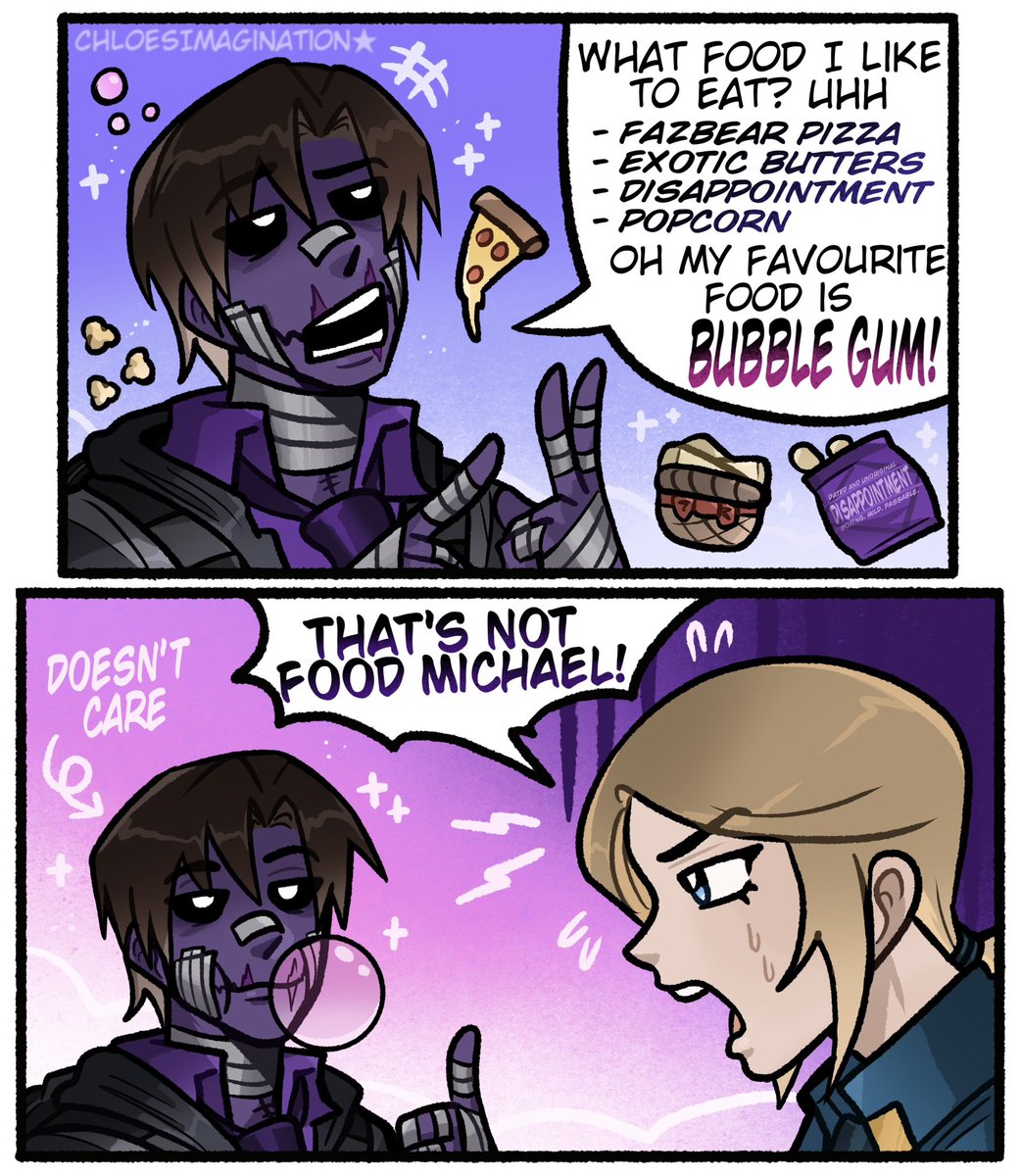 ChloeImagine's tweet photo. Michael Afton has bad eating habits in FNAF https://t.co/fH23bExWbh