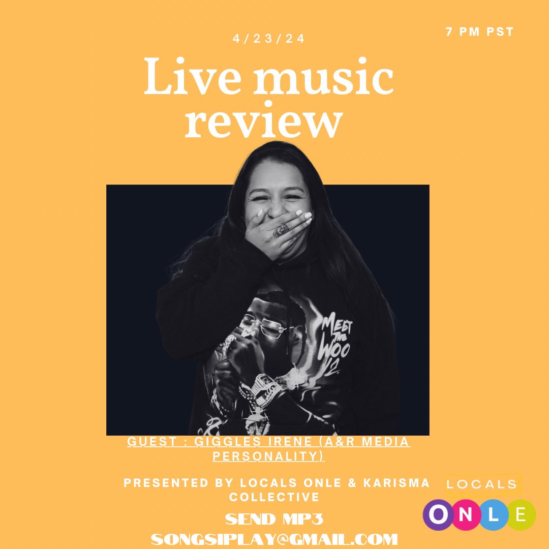 4/23!! I’ll be doing a live music review for <a href="/LocalsOnle/">Locals OnLE</a> &amp; <a href="/Karismamixtapes/">Karismacollective</a> 🤞🏽