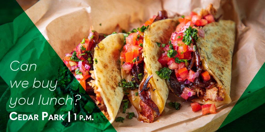 Can we buy you lunch? Members can join us tomorrow, April 18, at our Cedar Park branch for a #FreeLunch! Top Taco will be on site starting at 1 p.m. to serve up tacos (while supplies last). It's our way of thanking you for your membership!