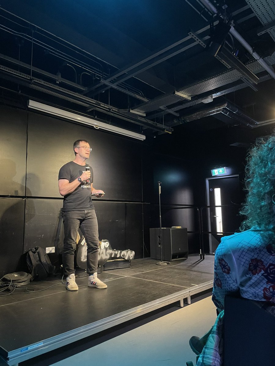 BrightClubMcr's tweet photo. Our first act of the evening is the brilliant @deggy21, self-described bastard and expert on crossing Oxford Road #funkybundle
#bcm44 #DNA https://t.co/DhBDv8XaX5
