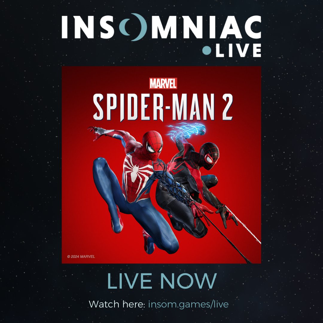 We're live on Twitch with Marvel's #SpiderMan2PS5! Catch us on stream: insom.games/live