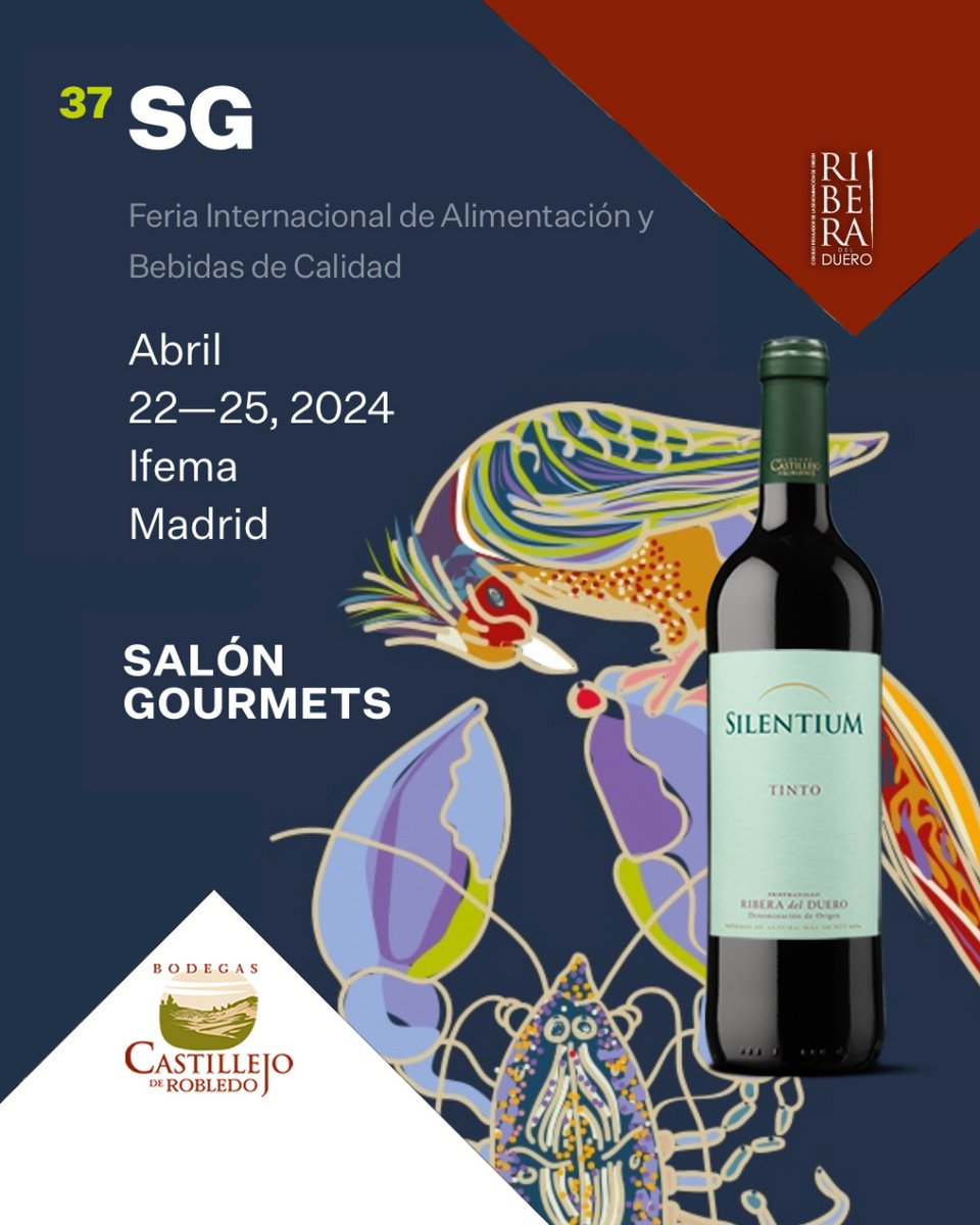 Un año más nos vemos en el #salongourmet24 en el stand de la @dipsoria en ifema. Estaremos del 22 al 25 en el Pabellón: 4, Stand: 4I02 ¡Te esperamos! #castillejoderobledo #riberadelduero #vino #winetime #SG24 #riberadelduero #Silentiumribera #salongourmet #salongourmet24