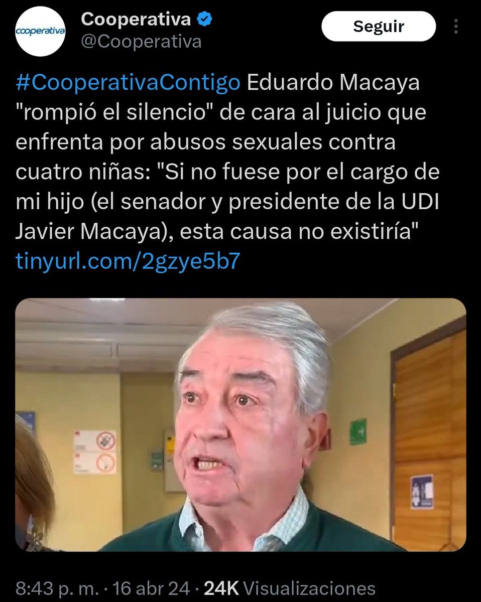 No señor Macaya, no está siendo investigado por ser padre de un Senador, está siendo acusado de abuso sexual infantil.
Hay denuncias, testimonios y videos.