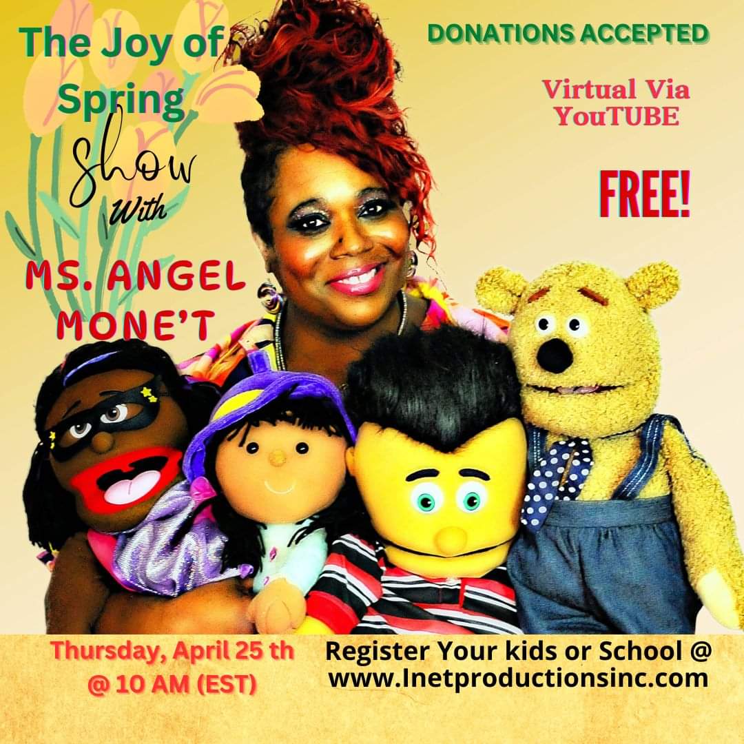 Angelmonet1's tweet image. Join Ms. Angel Monet for a delightful and educational experience for children aged 2-7. 🌸🎶🌼   🌻💫 FREE for Daycares, Schools, and Parents -Visit our website to secure your spot today! REGISTER @ inetproductionsinc.com💌 @followers @highlight 
#JoyOfSpring #VirtualShow