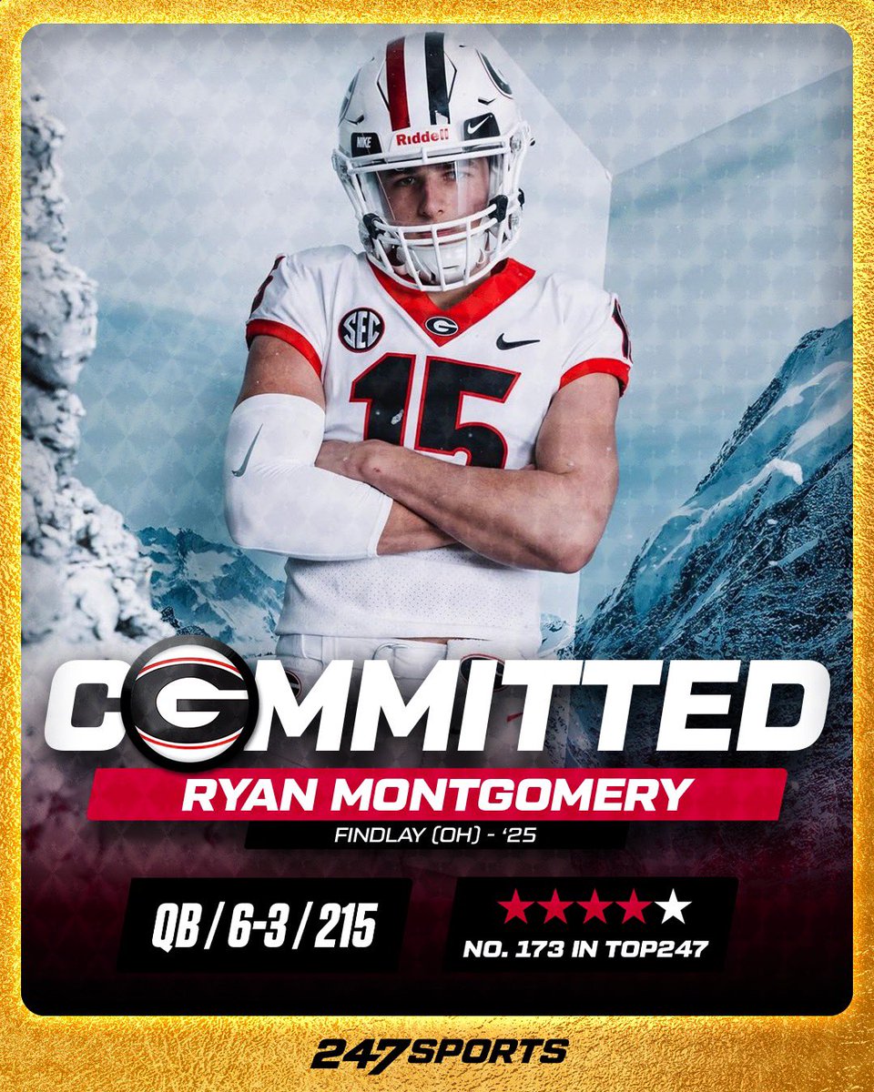 BREAKING: Top247 QB Ryan Montgomery commits to Georgia. Cites mentality, intensity, approach and a history of development as reasons he knew early on Georgia was the place for him. Will enroll mid-year after being a four-year starter at Findlay (Ohio). 247sports.com/article/ryan-m…