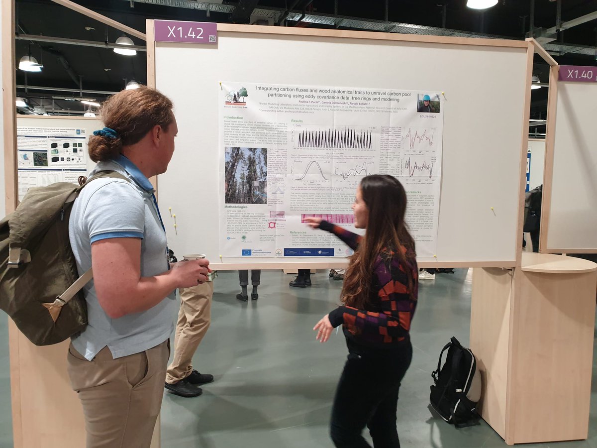 🌎Fruitful day @EuroGeosciences ! 🌿 👏 Well done Daniela Dalmonech, Elia Vangi and Paulina Puchi !! #EGU2024 #forestmodelling #forestecology