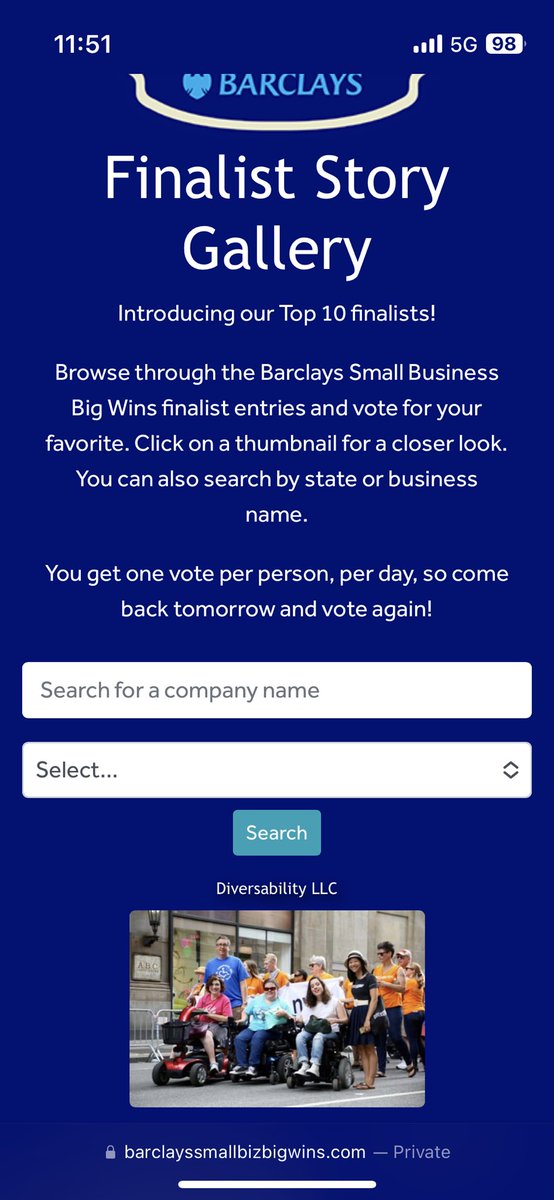 Home stretch! Just a couple more days to help @Diversability win $60k. You can vote multiple times (once per day). Thank you so much for your support! bit.ly/Barclays-Diver…