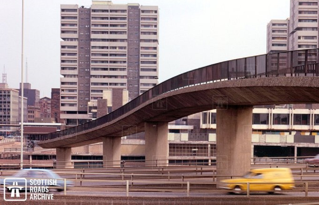 The famous 'Bridge To Nowhere', Anderston, #Glasgow, 1973. Source as marked.