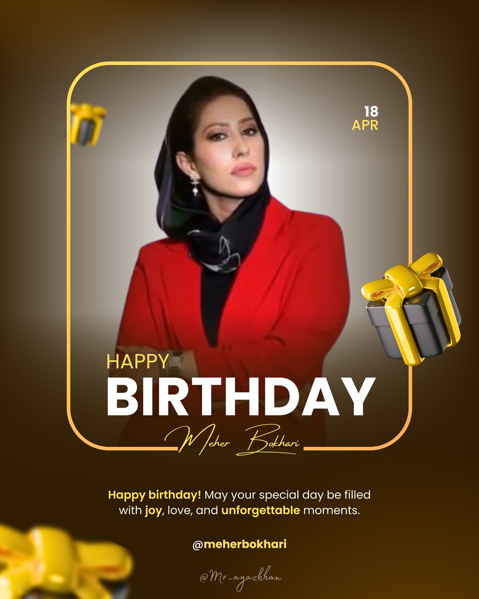 Mr_ayazkhan's tweet photo. Have a great birthday @meherbokhari: 🎂🥳🎉
#HAPPYBIRTHDAY #18APR https://t.co/IbknHX8R50