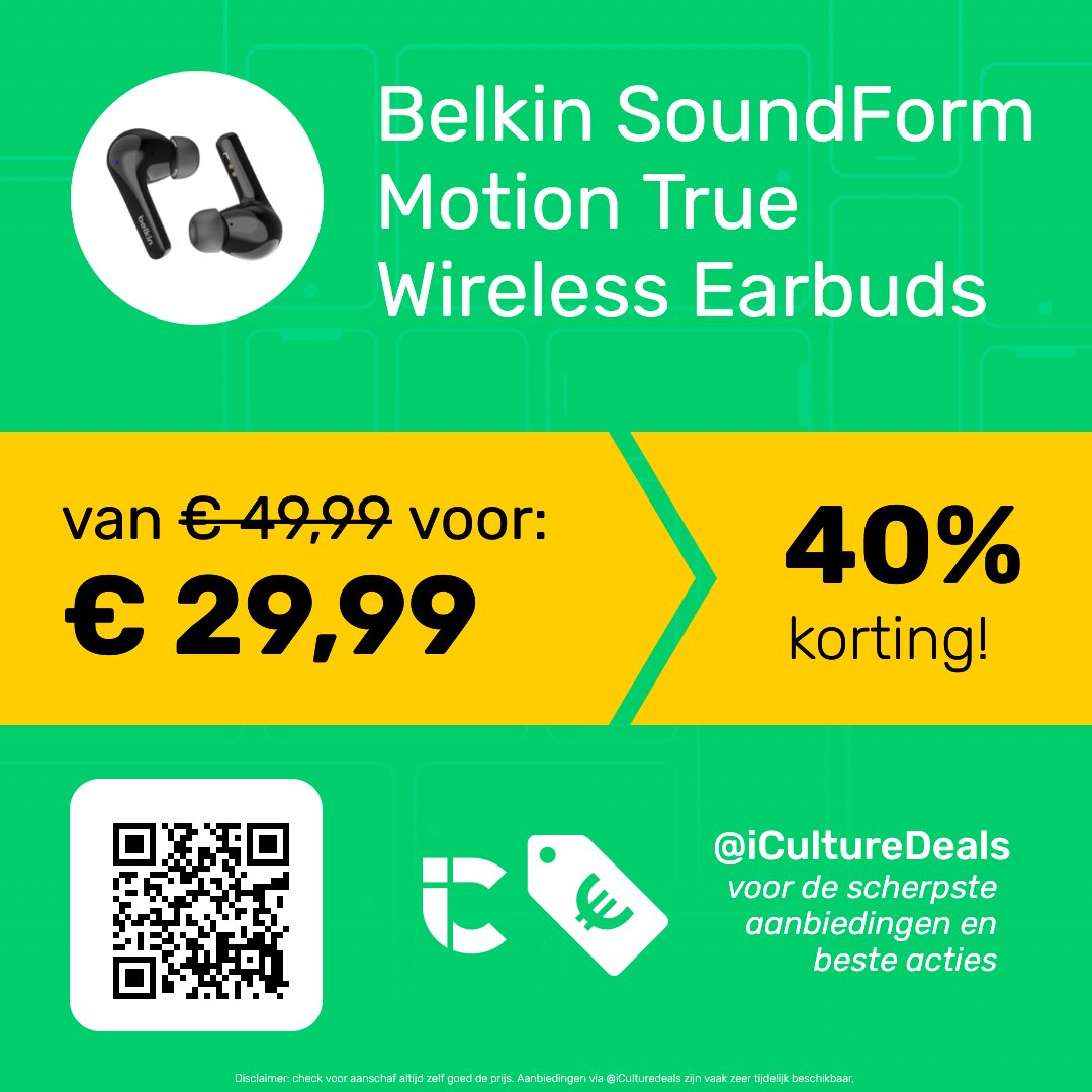 Belkin SoundForm Motion True Wireless Earbuds

Van € 49,99 voor € 29,99 (korting: 40%)
→ iculture.deals/DdrbL8m