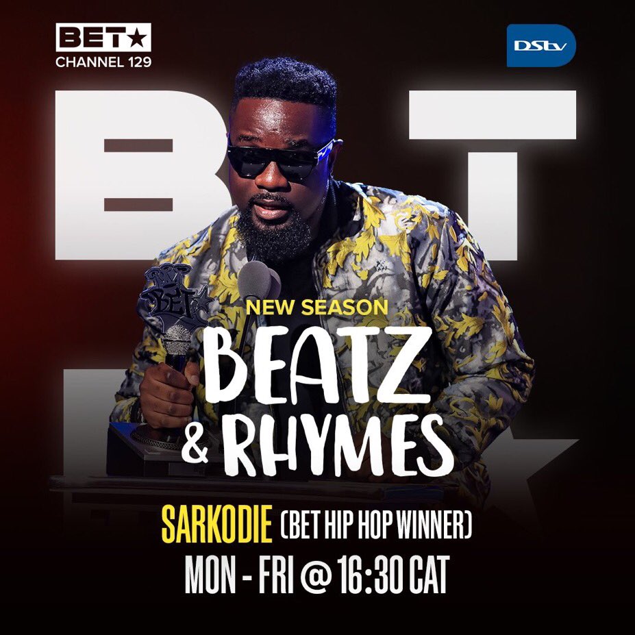 BET Hip Hop Award Winner for Best International Flow 🏆,the African’s superstar and landlord @sarkodie joins @AyandaMVP on the new season of #BeatzAndRhymes on @BETMusic .