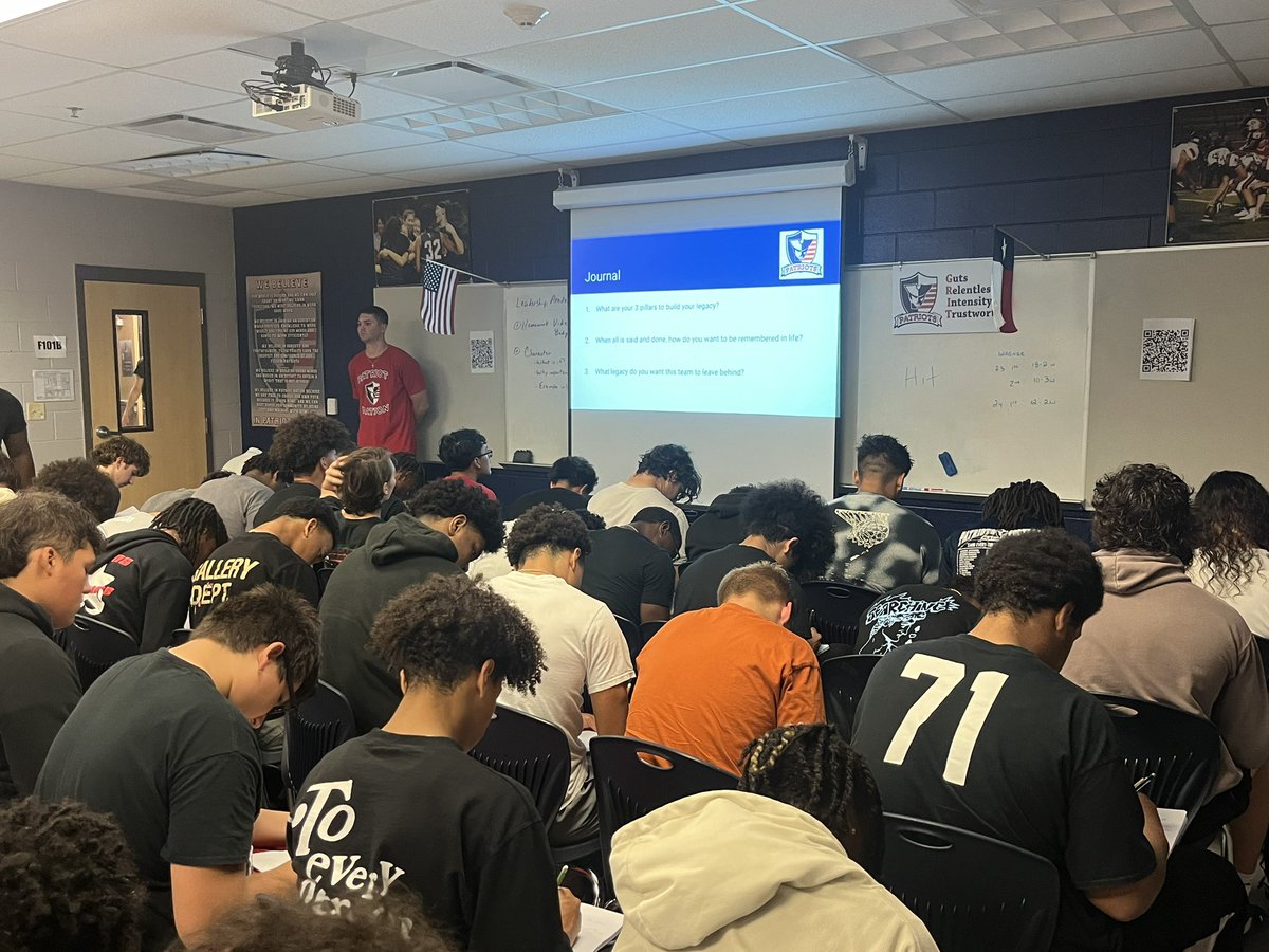 Thank you @matt_Bmccarty for leading our character development on what legacy means and how we leave our legacies. 
#LegacyBuilders #AndBut #EETEDT #PatriotNation @SAVeteransHS @JISD_ATHLETICS @JudsonISD