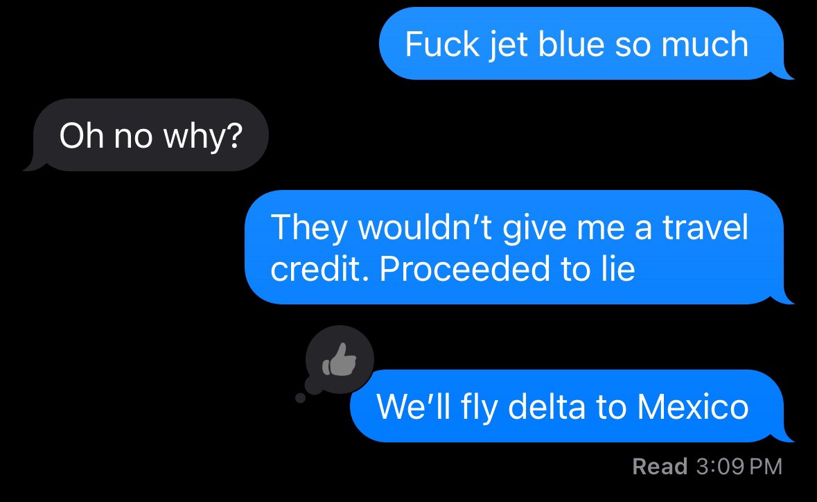 Mealsandeals's tweet photo. Problem solved #fuckjetblue will never fly @JetBlue again https://t.co/WvO0d2Bylh