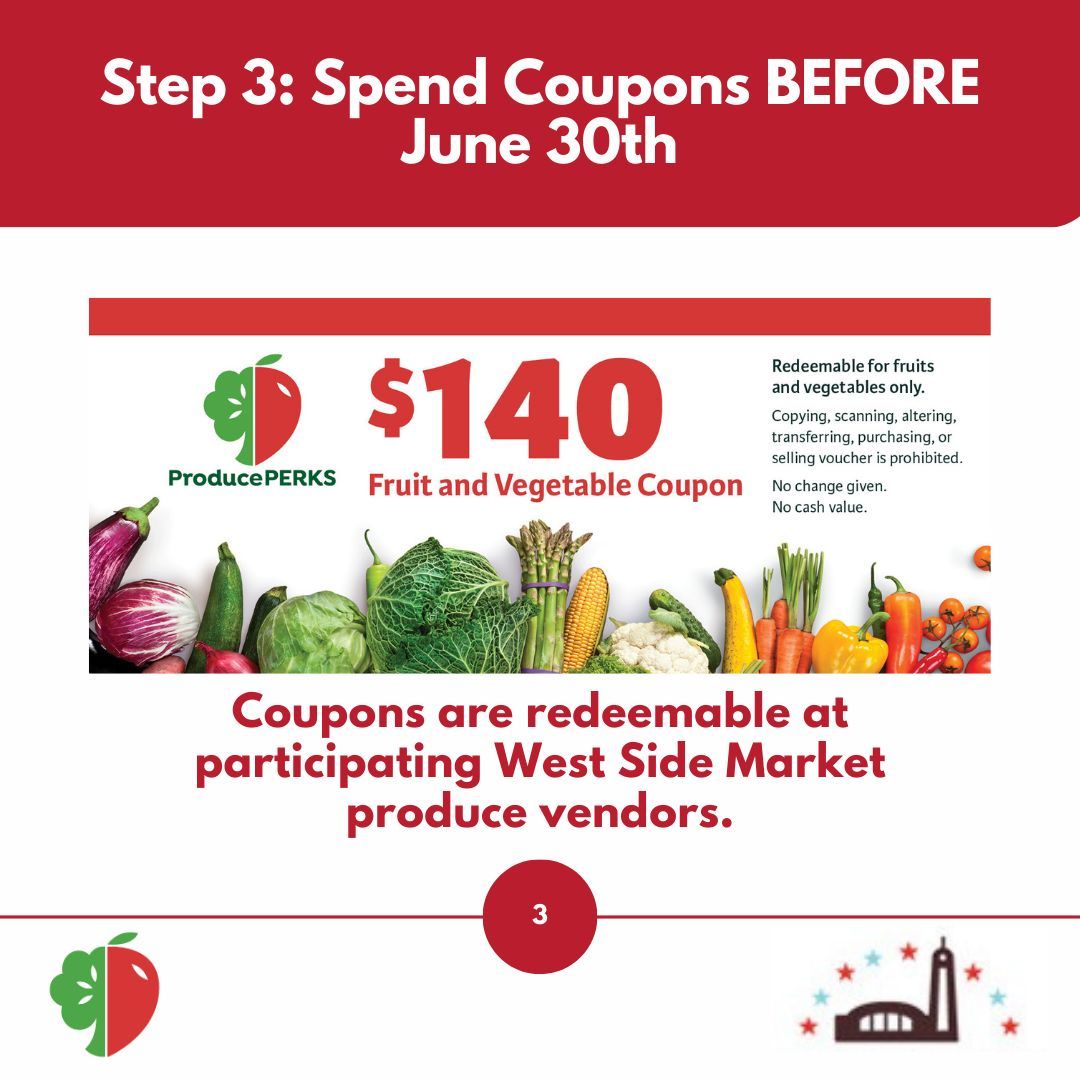 This weekend, there will be a fruit and vegetable coupon distribution day at the West Side Market in Cleveland. To sign up, visit the produce arcade and complete the sign up form to certify that you meet all four eligibility requirements. Visit buff.ly/3vUFI46 for more.
