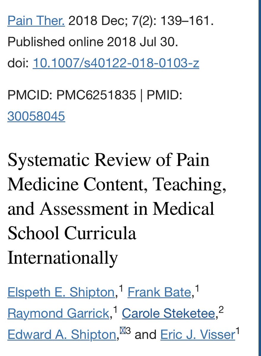 Top 2 reasons we mismanage pain: 1. Our profit-driven healthcare system cares more about 💰 from 💊💉🔪 than actual healing 2. The egregious lack of pain education in med school & other disciplines: 96% of med schools have ZERO compulsory pain ed. Additions? #medtwitter #FOAMed