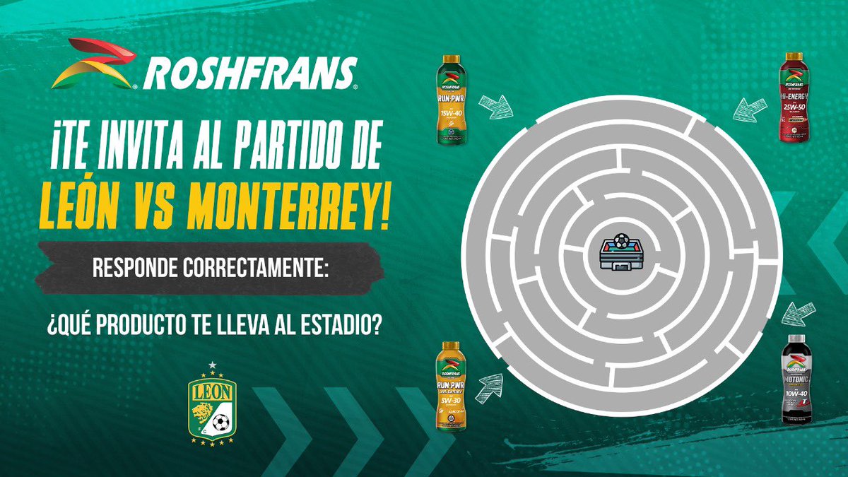 clubleonfc's tweet photo. 🎁| ¡Atención, Esmeraldas!
Tenemos 3 🎟️'s dobles para apoyar a La Fiera 💚🦁

1️⃣Dale ❤️, RT y sigue a @RoshfransMX
2️⃣Comenta la respuesta correcta
3️⃣Usa #ElExpertoEnAceitesMultigrado y #SerFieraEsUnOrgullo

¡Un jurado elegirá a los GANADORES! 🥳🎉
TyC: https://t.co/G6wzlkMOk4 https://t.co/PJFqSfkhA7