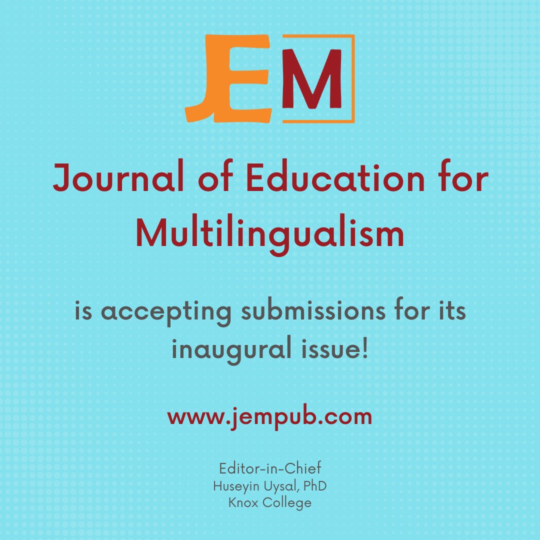 Consider submitting a paper to the inaugural issue of JEM (to appear in late summer 2024). jempub.com @AERA_BerSig @MidWestRBERN @TESOLBiMulti @tilailta @ILTAonline @SLR_SIG_of_AERA @NYSTESOL @LRA_LitResearch @Beralitandlang @TrackDetrackSIG @UCLA_CRESST @AERA_CA_SIG