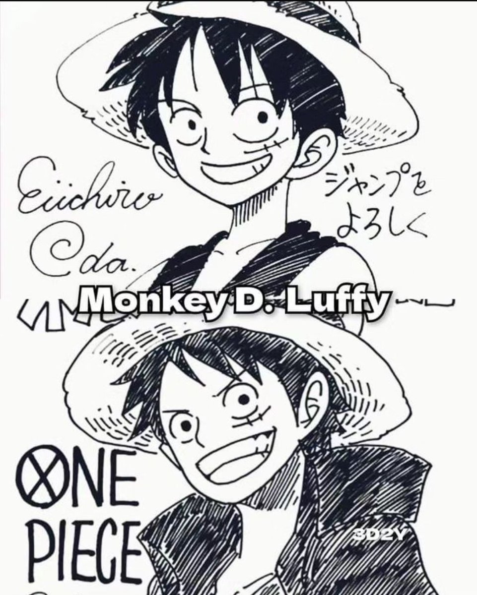 sammy_here_'s tweet photo. The way oda draws luffy >>>>> https://t.co/1Zvg0cbk3k