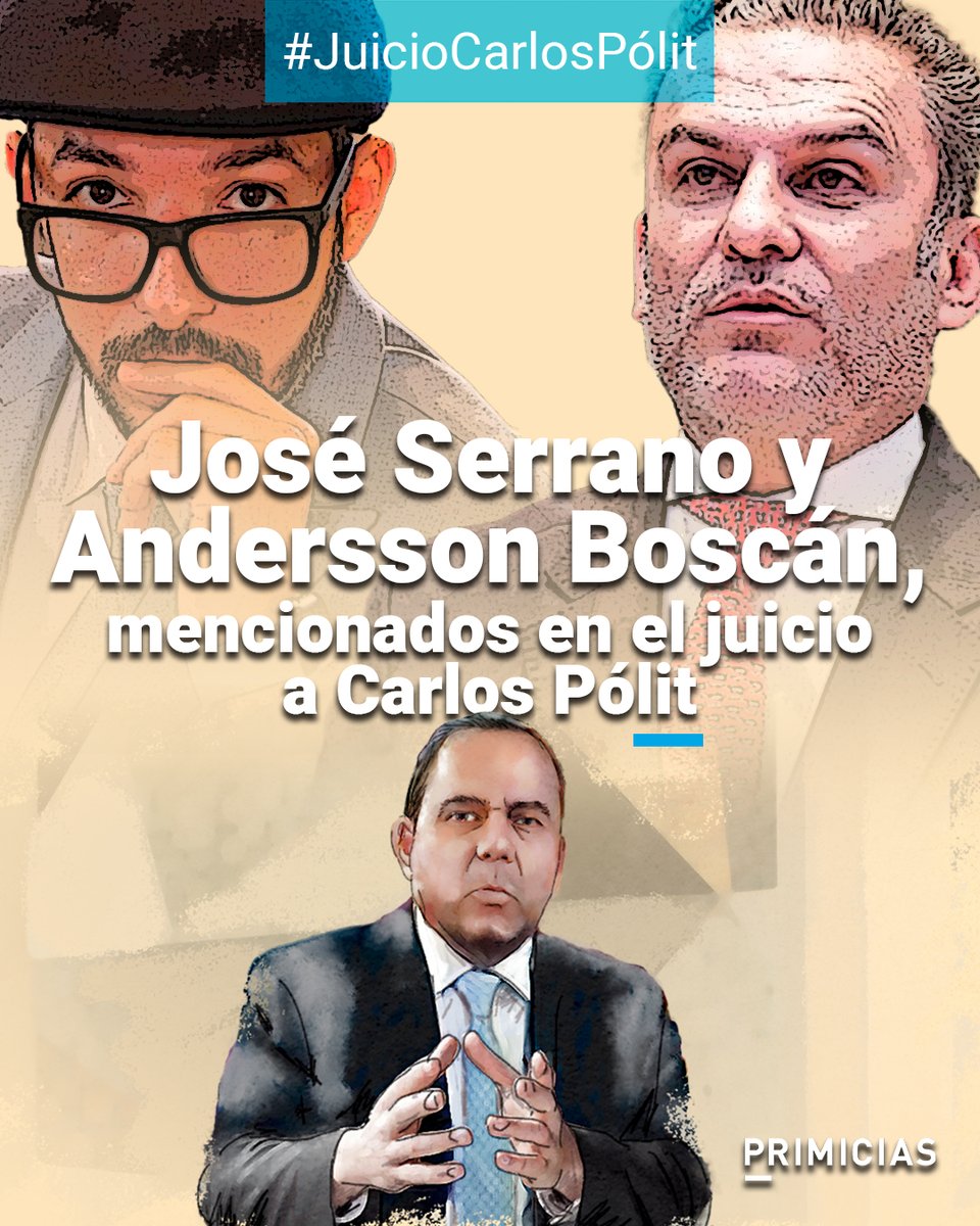 #JuicioACarlosPólit | Durante el testimonio de Diego Sánchez, empresario de los reaseguros, fueron mencionados el periodista de La Posta, Andersson Boscán, y el exministro del interior, José Serrano. prim.ec/awUz50RiuHu