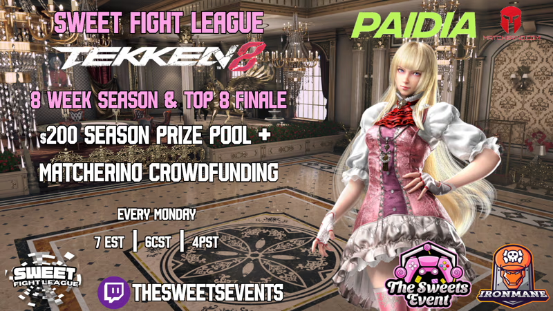 Sweet Fight League Season 2: #TEKKEN8 Week 1!🍫 🧁8 week season season with top 8 finale 🧁200 dollar starting matcherino pot for the season 🧁Open to NA region 🧁Crossplay enabled 🧁Every Monday starting April 22nd 🧁Registration ends at 6:00 P.M. EST 🧁check in via STARTGG at…