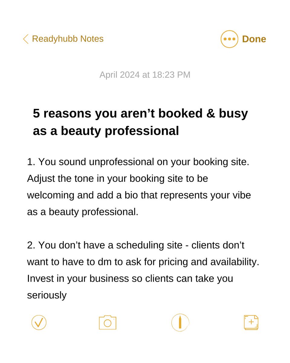 readyhubb's tweet photo. Struggling to stay booked &amp; busy?🤷🏼‍♀️ Here's why:

No scheduling site: Clients crave convenience.

Quality content is key. Post regularly on 2 major platforms

Update your Insta bio: location, specialties - Make it easy for clients!

Reviews matter: Build trust by sharing reviews https://t.co/qVsqntZKvN