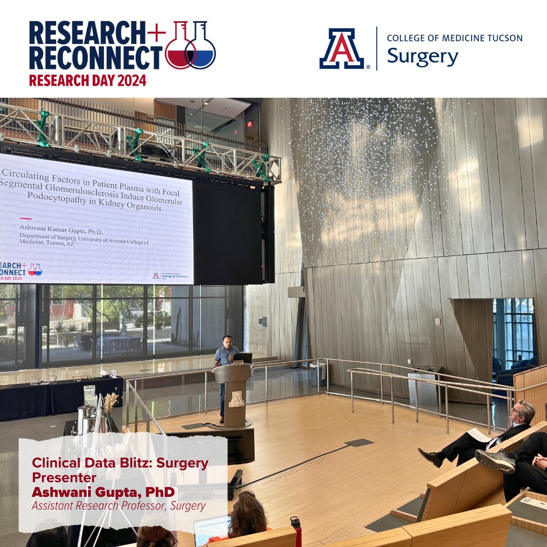 This morning, #UofAZSurgery researchers had the privilege to be a part of the @UAZMedTucson Research Day. Dr. Gurtner hosted Surgery's Clinical Data Blitz session, and several researchers across the department's labs shared their latest, innovative scientific research 🔬